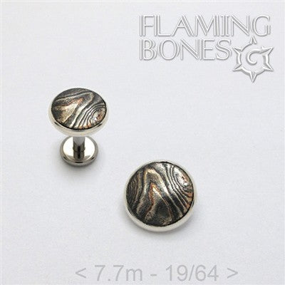 7.7mm Mokume-Gane Wood Grained Metal - Flat Threaded End in Sterling Silver