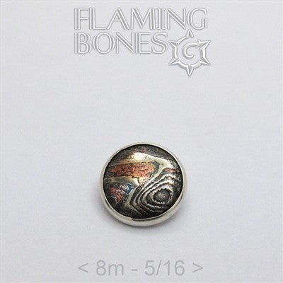 8mm Mokume-Gane Wood Grained Metal - Flat Threaded End in Sterling Silver