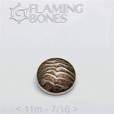 11mm Mokume-Gane Wood Grained Metal - Flat Threaded End in Sterling Silver