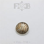 11mm Mokume-Gane Wood Grained Metal - Flat Threaded End in Sterling Silver