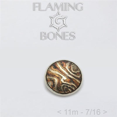 11mm Mokume-Gane Wood Grained Metal - Flat Threaded End in Sterling Silver