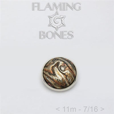 11mm Mokume-Gane Wood Grained Metal - Flat Threaded End in Sterling Silver