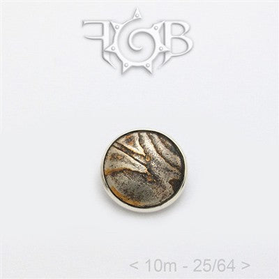 10mm Mokume-Gane Wood Grained Metal - Flat Threaded End in Sterling Silver