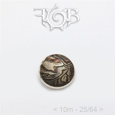 10mm Mokume-Gane Wood Grained Metal - Flat Threaded End in Sterling Silver