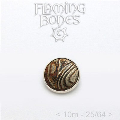 10mm Mokume-Gane Wood Grained Metal - Flat Threaded End in Sterling Silver