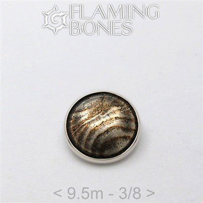 9.5mm Mokume-Gane Wood Grained Metal - Flat Threaded End in Sterling Silver