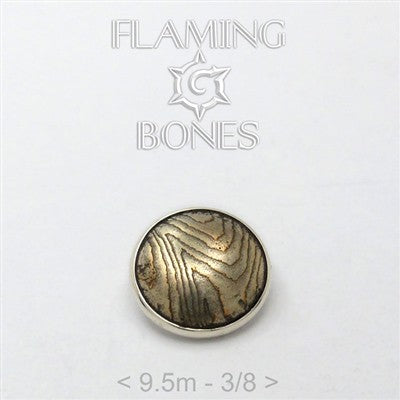 9.5mm Mokume-Gane Wood Grained Metal - Flat Threaded End in Sterling Silver