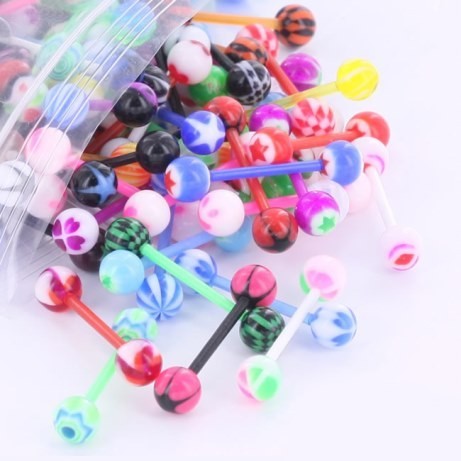 100 Piece 14g 5/8" Flexible PTFE Straight Barbell Package
