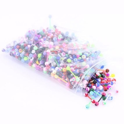 100 Piece 14g 5/8" Flexible PTFE Straight Barbell Package