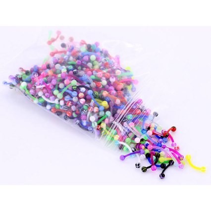 100 Piece 16g 3/8" Flexible PTFE Curved Barbell Package