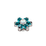 14g - 12g Titanium Flower with Jeweled Petals for Internally Threaded Jewelry - 6.7mm