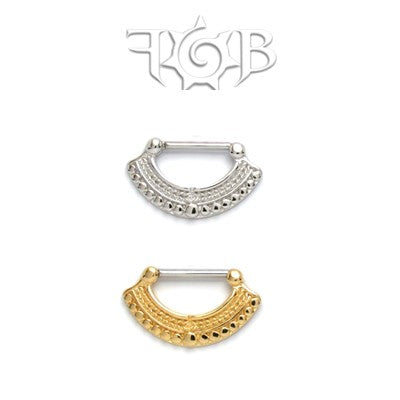 14g 18k Gold Plated Nipple Klikr with Surgical Steel Post - Filigree Fan - Uchiwa