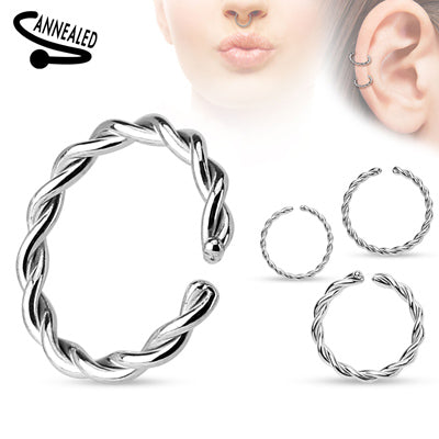16g Braided Surgical Steel Annealed and Rounded End Cut Rings