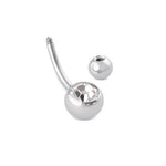 14g Curve Steel Barbell with 5mm and 8mm Double Jeweled Balls