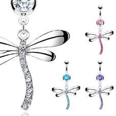 14g Steel Curved Barbell with Petite Dangle Dragonfly
