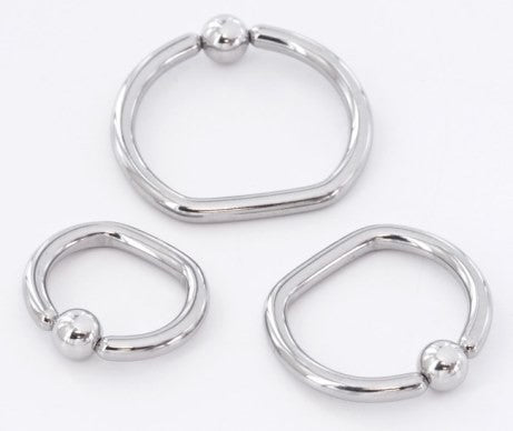 14g Steel D-Shaped Captive Bead Ring