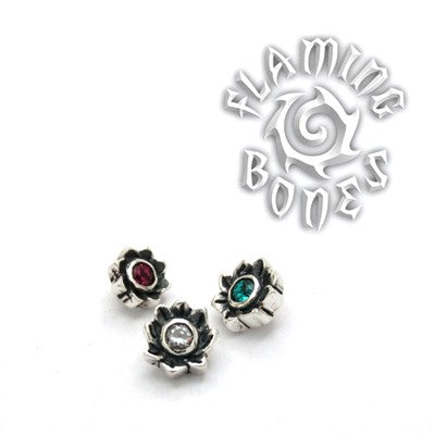 14g Gem Lotus Mini Threaded Ends in Sterling Silver