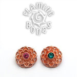 14g Gold Plated Sterling Silver Lotus Threaded Ends With Accent for Internally Threaded Body Jewelry