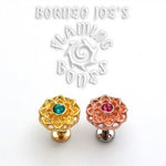 14g Gold Plated Sterling Silver Lotus Threaded Ends With Accent for Internally Threaded Body Jewelry