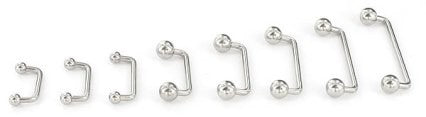 14g Internally Threaded Titanium Barbell with 90° Ends