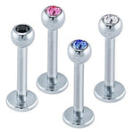 14g Internally Threaded Steel Jeweled Labret