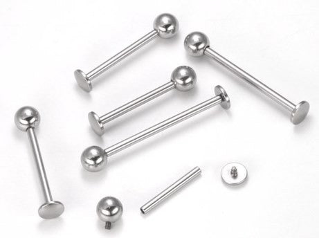 14g Internally Threaded Steel Labret for Dimple Piercings