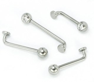14g Jeweled Internally Threaded Titanium L-Bar
