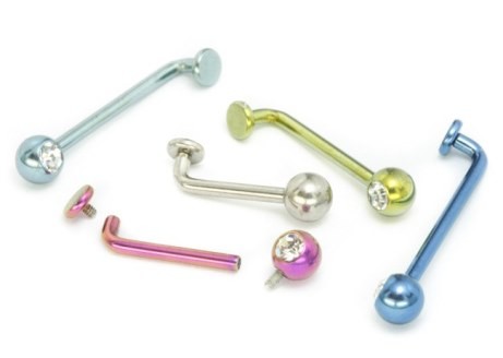 14g Jeweled Internally Threaded Titanium L-Bar