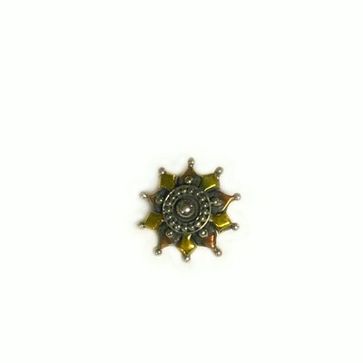 14g 12mm Mixed Metal Mayura Mandala Threaded Ends With Accent for Internally Threaded Body Jewelry