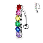 14g Rainbow CZ Top Drop Belly Button Dangle