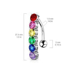 14g Rainbow CZ Top Drop Belly Button Dangle