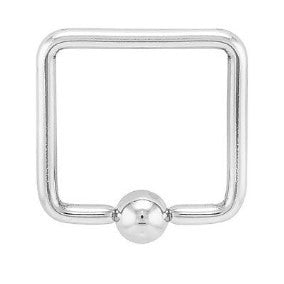 14g 1/2" Square Shaped Steel Captive Bead Ring
