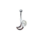 14g Steel Curved Barbell with Dangling Jeweled Swivel Moon
