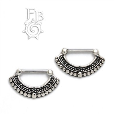 14g Steel Nipple Klikr with Surgical Steel Post - Filigree Fan - Uchiwa