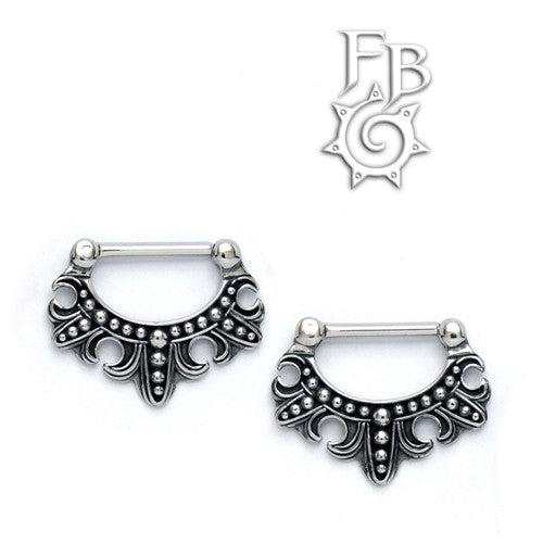 14g or 12g Steel Nipple Klikr with Surgical Steel Post - Fleur