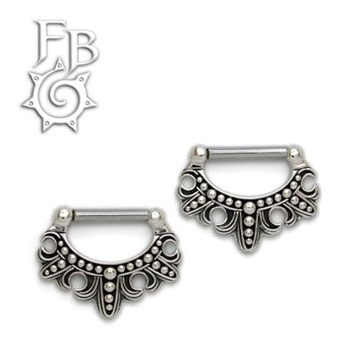 14g Sterling Silver Nipple Klikr with Surgical Steel Post - Fleur