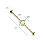 14g Surgical Steel Double Opal Industrial Barbell