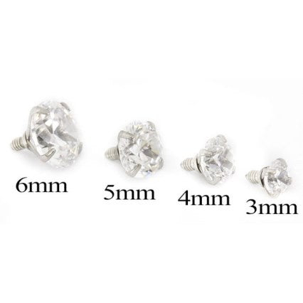 14g and 12g Internally Threaded Prong Set Round Gem