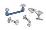 14g and 12g Internally Threaded Prong Set Round Gem