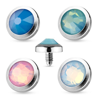 14g and 12g OPAL Jeweled Disc Top for Internally Threaded Jewelry BLOWOUT!