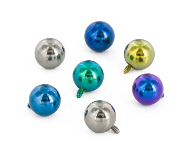 14g and 12g Titanium Ball Top for Internally Threaded Jewelry