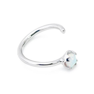 16g 3/8”  Seamless Annealed Steel Ring with 3.5mm White Opal Square Gem
