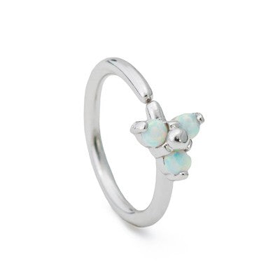 16g 3/8” White Opal Tri-Petal Seamless Annealed Steel Ring