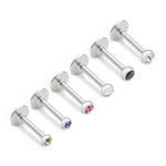 16g 5/16" Internally Threaded Steel Bezel Set Jeweled Labret