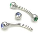 16g Steel Double Jeweled Eyebrow Curve