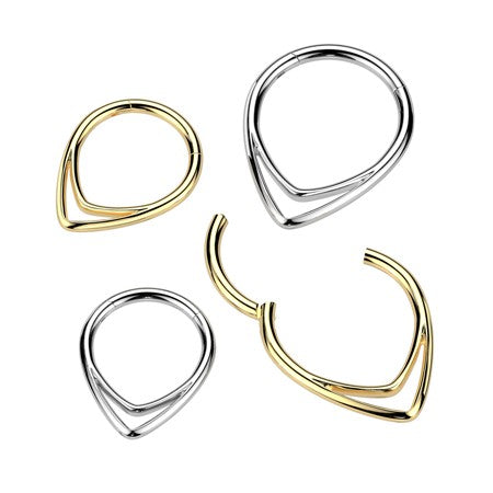 16g Implant Grade Titanium Hinged Segment Hoop Ring With Double Chevron Line