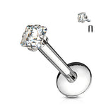16g 5/16" Internally Threaded Steel Square Cut Jeweled Labret