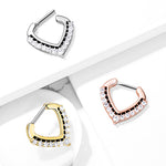 16g Septum Clicker - Chevron Design with Paved Gems