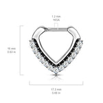 16g Septum Clicker - Chevron Design with Paved Gems
