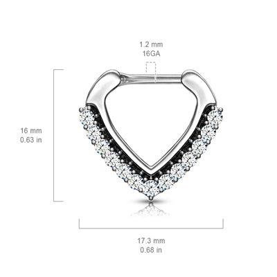16g Septum Clicker - Chevron Design with Paved Gems